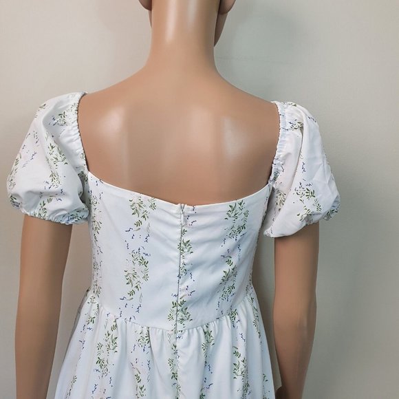 DON'T BUY VINTAGE Floral midi dress Peasant prairie Sze 8/10 white frill hem - Picture 7 of 8